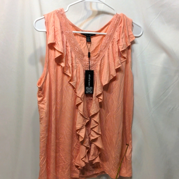 Cable & Gauge Tops Cable Gauge Pink Ruffled Shirt Xl Poshmark